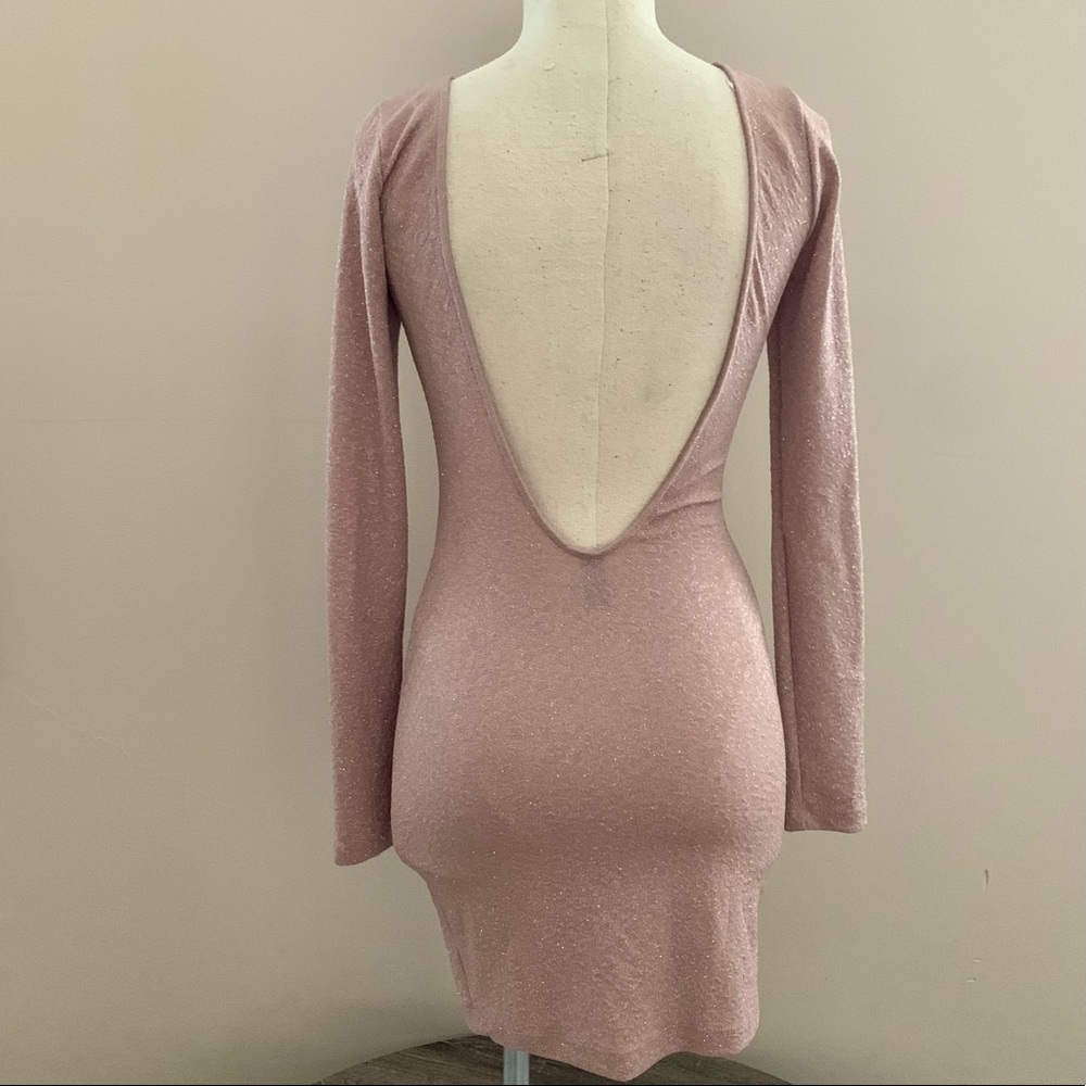 Windsor Sparkly Nude Tan Backless Bodycon Cocktail Dress